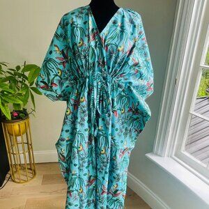 BRAND NEW Hand Block Print Cotton Kaftan For Woman Dress Fall Night Wear Dress